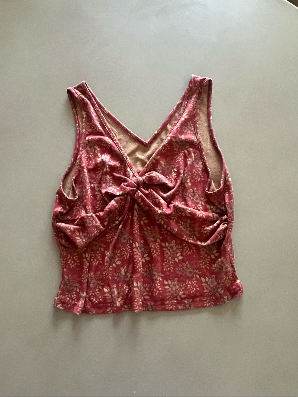 Cider Rose-Pink Floral Tie-Front Camisole